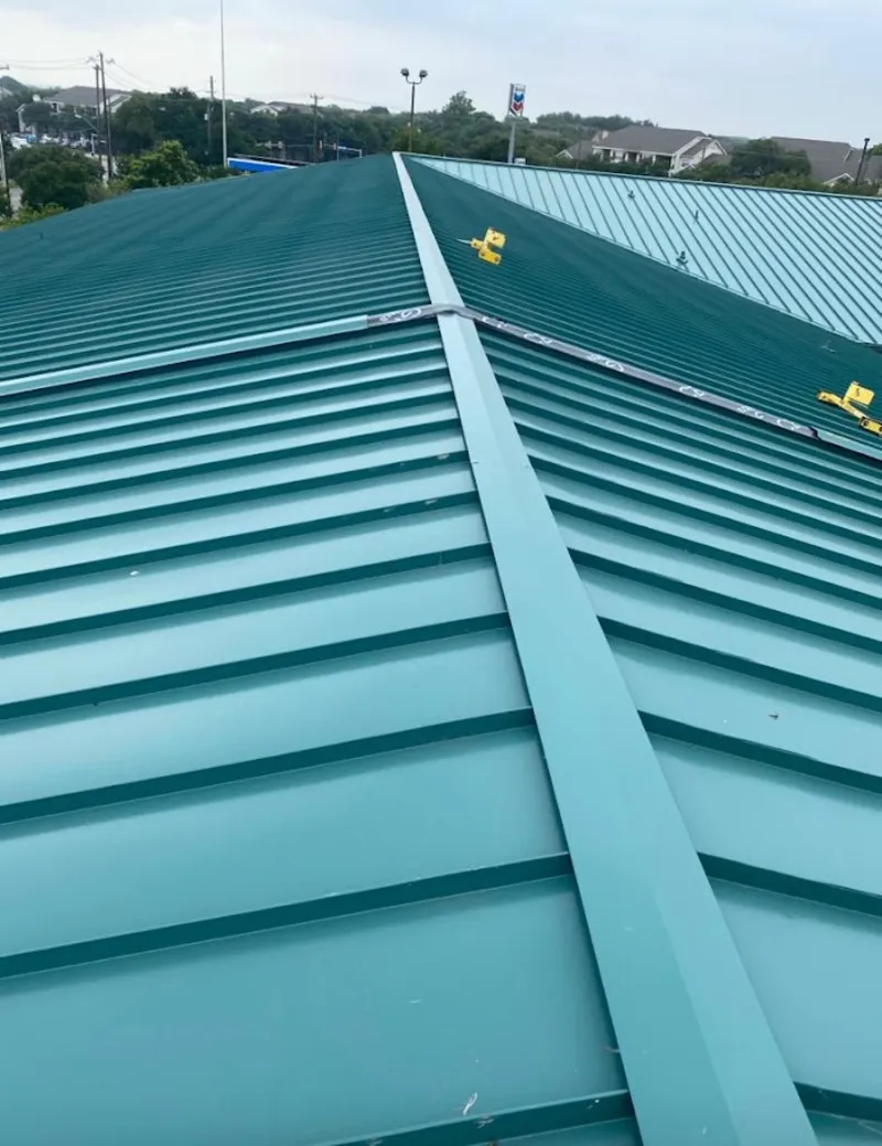 Green commercial metal roof ridge and valley for Metal Roof Repair in East Pennsboro